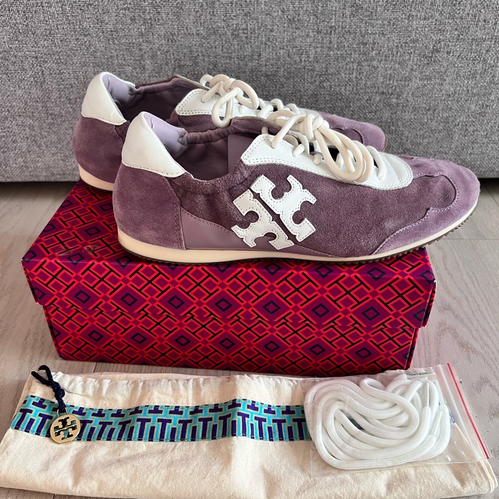 Tory Burch Purple and White Sneakers